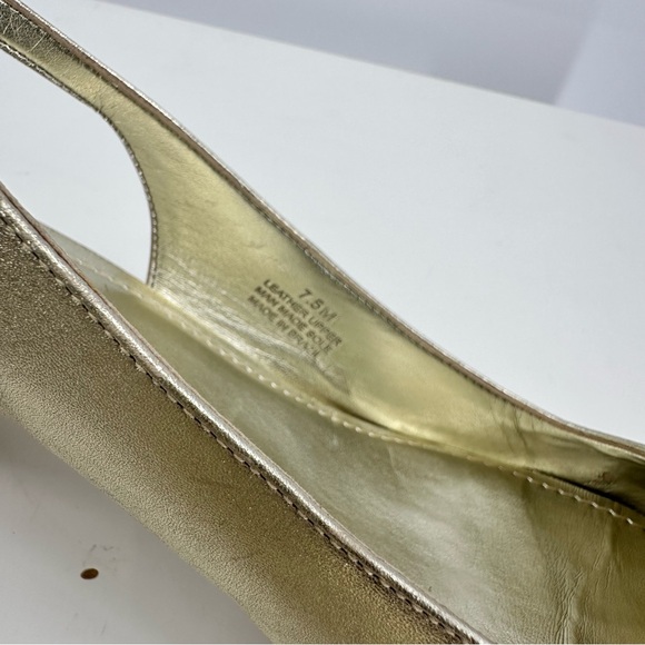 Lilly Pulitzer Erin Metallic Gold Slingback Pump Rhinestone Heel Size 7.5 - Picture 4 of 8